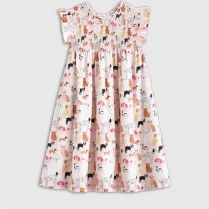 Quince 100% Organic Cotton Poplin Smocked Flutter Sleeve Dress Size 10